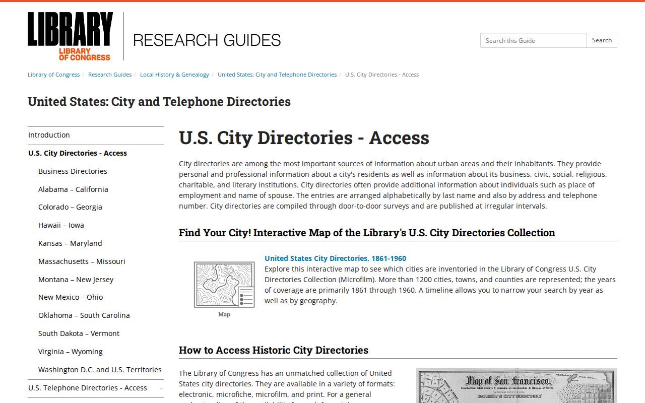 Christiansburg city directory reference shown in the Library of Congress guide