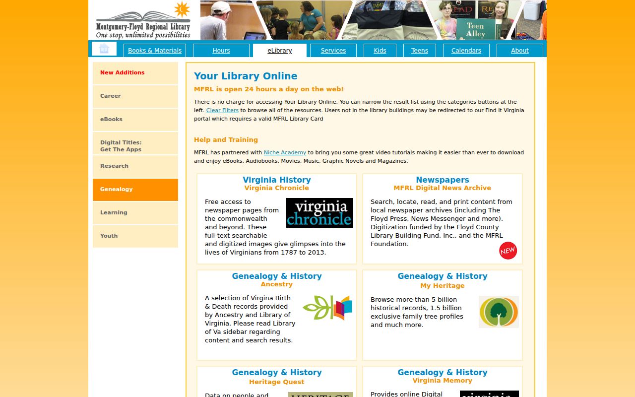 Christiansburg residents directory Montgomery-Floyd Regional Library genealogy resources