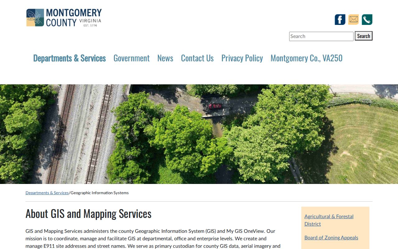 Christiansburg neighbors Montgomery County GIS information screen