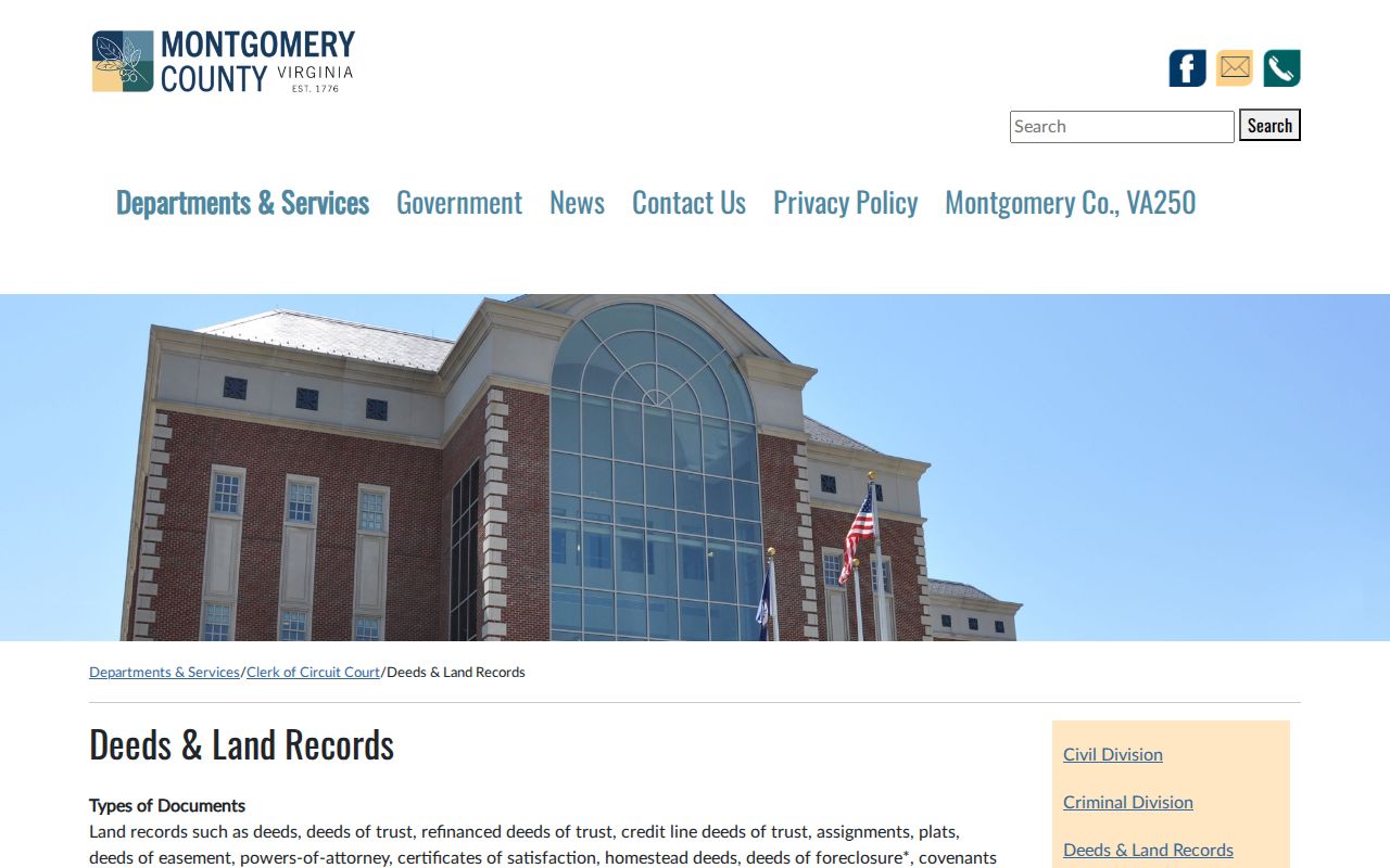 Christiansburg street directory Montgomery deeds and land records